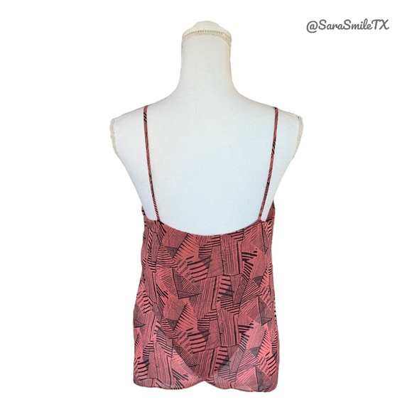 SOPRANO Salmon Pink Black Geo Print Asymmetrical Swing Camisole Tank Top - Picture 3 of 13